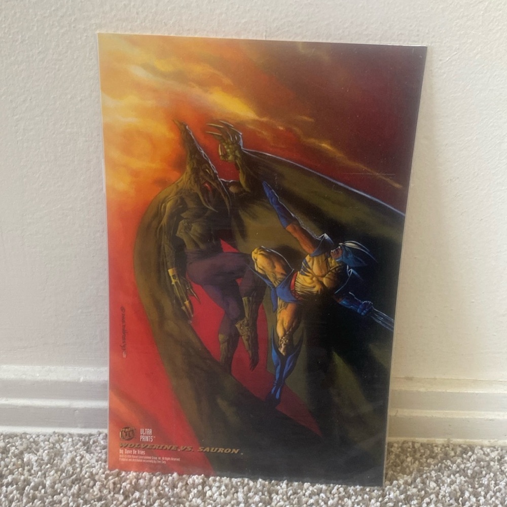 1994 FLEER ULTRA "WOLVERINE VS. SAURON" OVERSIZED PRINT